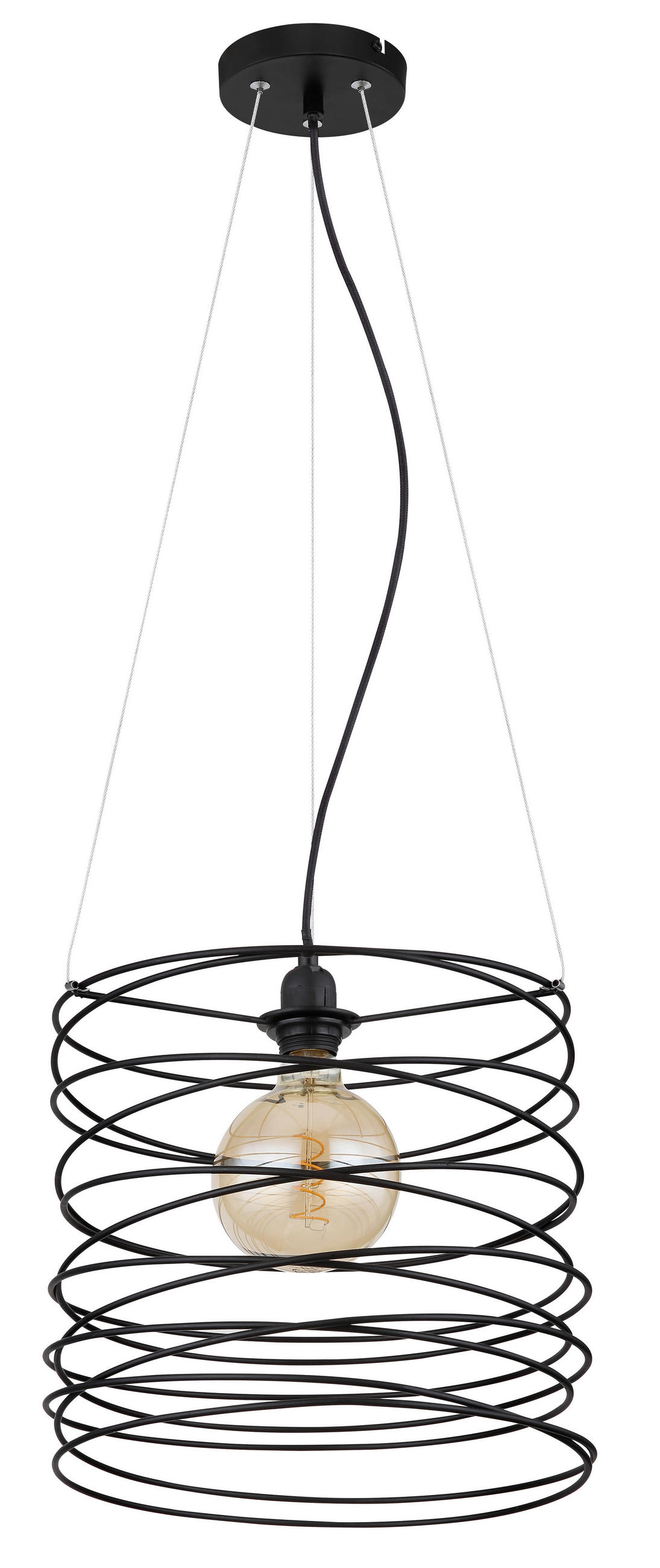 HÄNGELEUCHTE 35/128 cm    - Schwarz, Design, Metall (35/128cm) - Globo