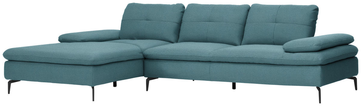 ECKSOFA in Webstoff Hellblau  179/301 cm  - Schwarz/Hellblau, Design, Textil/Metall (179/301cm) - Chilliano