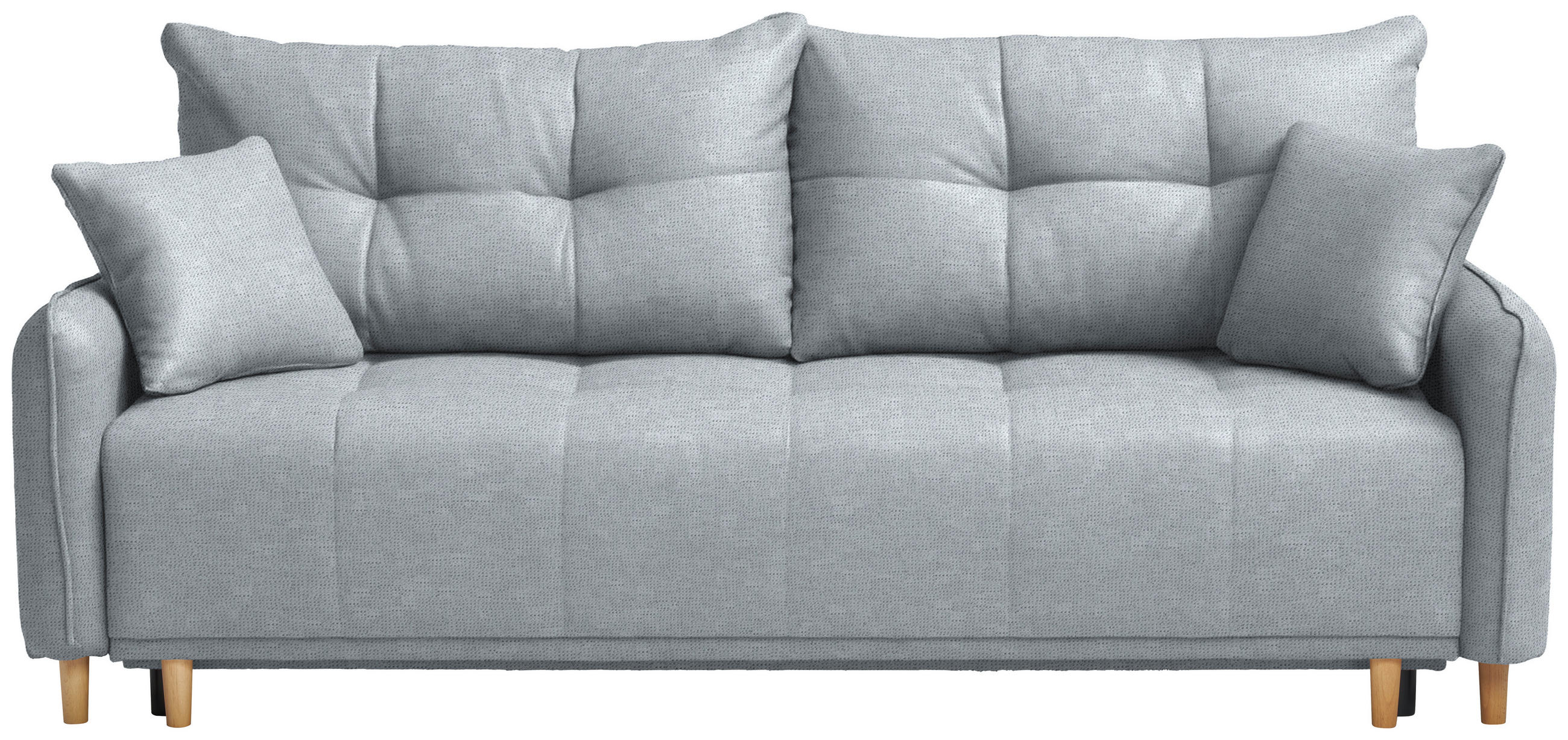 SCHLAFSOFA  in Chenille Hellgrau  - Buchefarben/Hellgrau, Design, Holz/Textil (217/97/101cm) - Carryhome