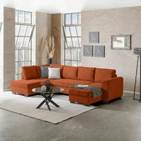WOHNLANDSCHAFT Terracotta Mikrofaser  - Terracotta/Schwarz, MODERN, Kunststoff/Textil (178/305/155cm) - P & B
