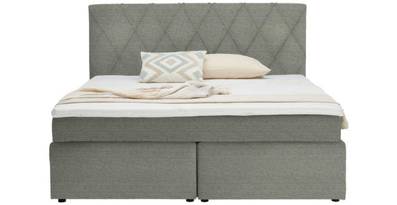 BOXSPRINGBETT 180/200 cm in Ecru - Ecru/Schwarz, Design, Kunststoff/Textil (180/200cm) - Xora