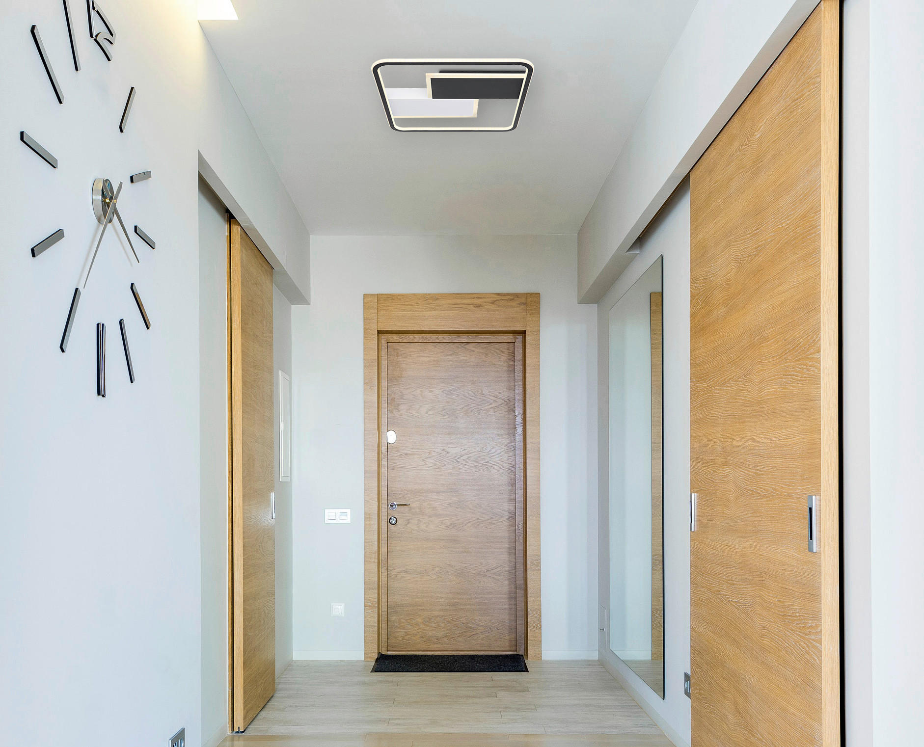 LED-DECKENLEUCHTE 51/51/6 cm   - Opal/Schwarz, Design, Kunststoff/Metall (51/51/6cm) - Globo
