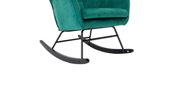 SCHAUKELSTUHL in Samt Grün, Schwarz - Schwarz/Grün, Trend, Holz/Textil (96/89/68cm) - Xora