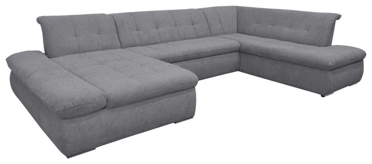 WOHNLANDSCHAFT Dunkelgrau Mikrofaser  - Chromfarben/Dunkelgrau, KONVENTIONELL, Textil/Metall (172/353/216cm) - MID.YOU