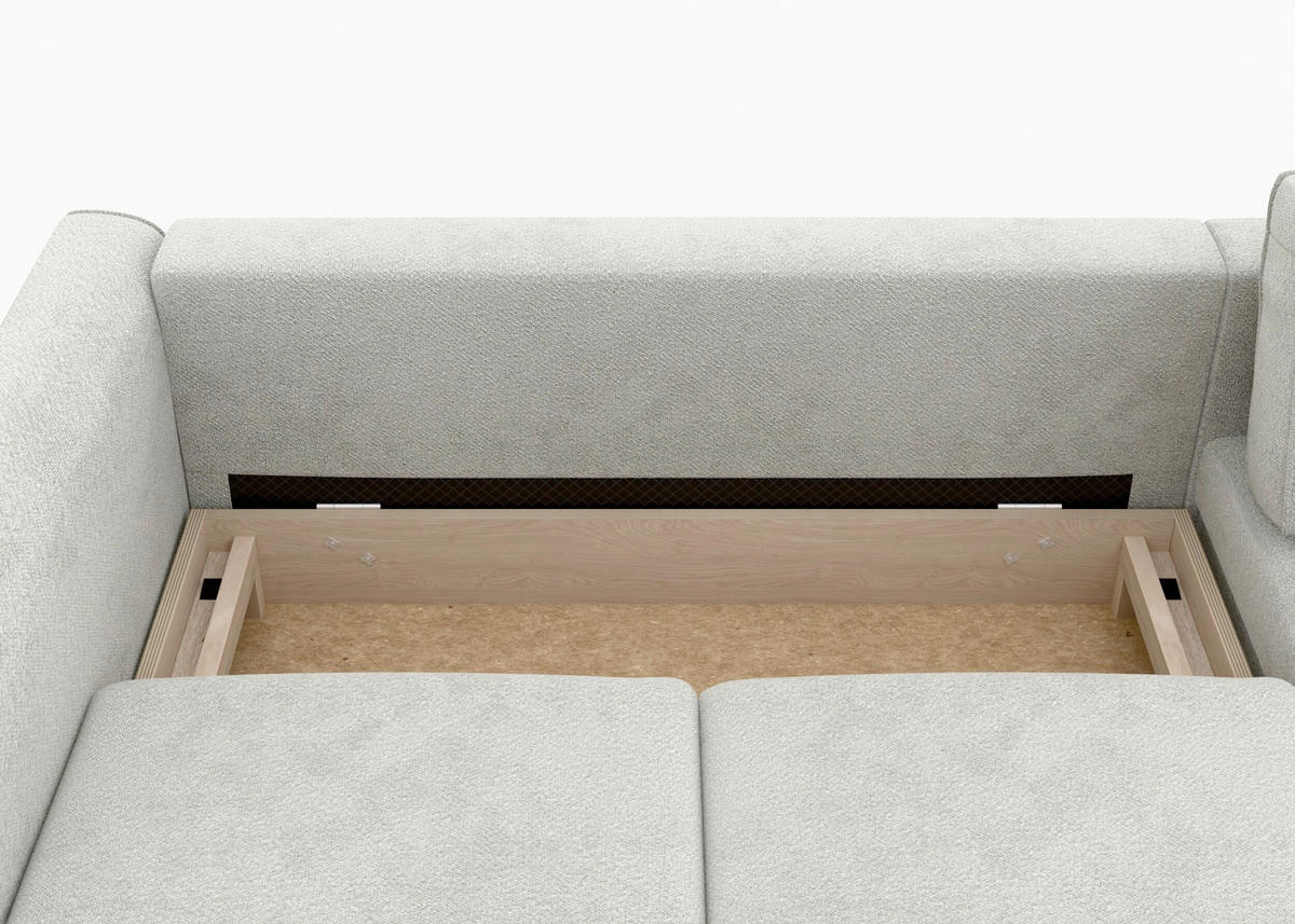 ECKSCHLAFSOFA in Struktur Weiß  - Schwarz/Weiß, MODERN, Textil/Metall (232/161cm) - Trendmanufaktur