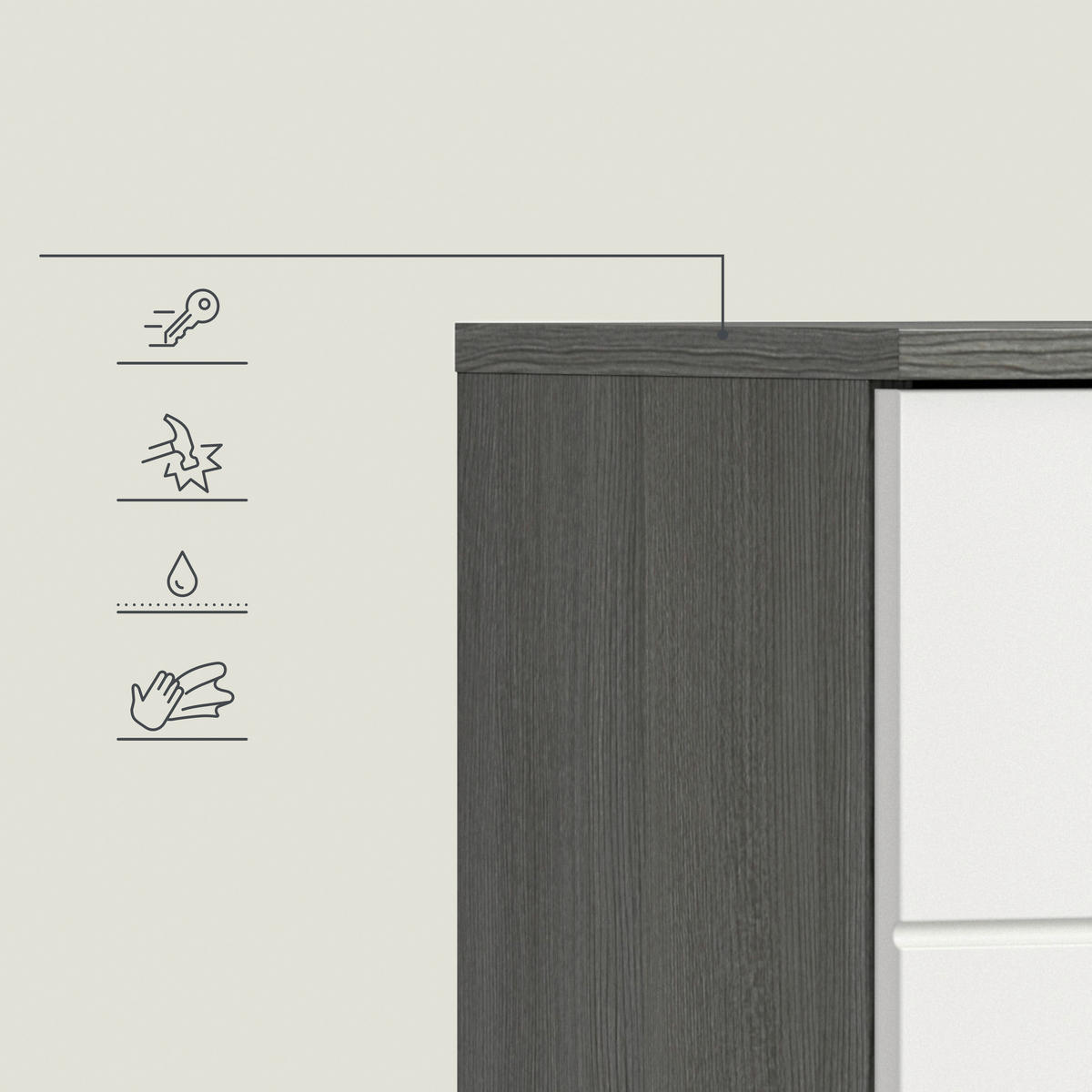 BADEZIMMER 2-teilig  in 153 cm  - Weiß Hochglanz/Silberfarben, Trend, Holzwerkstoff/Kunststoff (153cm) - MID.YOU