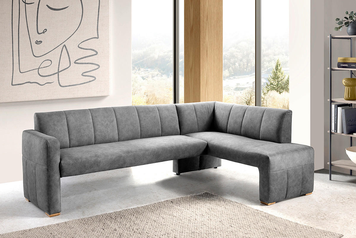 UGAONA KLUPA  siva   - siva/boja hrasta, Moderno, drvo/tekstil (245/159cm) - Livetastic
