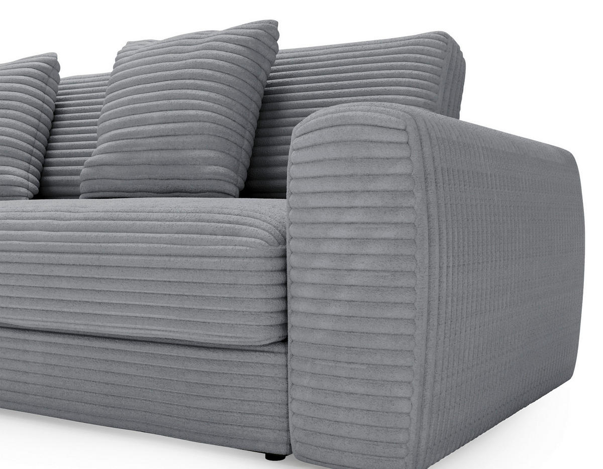 ECKSOFA Dunkelgrau Cord  - Dunkelgrau/Schwarz, MODERN, Kunststoff/Textil (182/302cm) - Carryhome