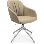 ARMLEHNSTUHL  in Aluminium Echtleder pigmentiert  - Beige/Alufarben, Design, Leder/Metall (58/81,5-84,5/60cm) - Johann Jakob
