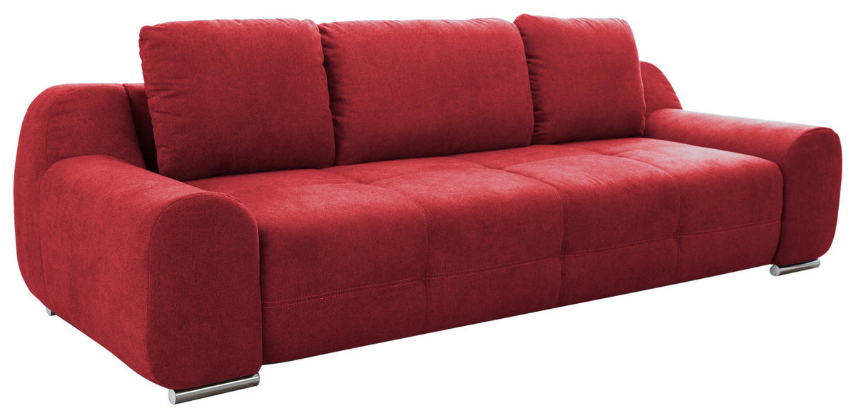 BIGSOFA in Flachgewebe Bordeaux  - Bordeaux/Beige, Basics, Textil/Metall (262/88/108cm) - Sit & More