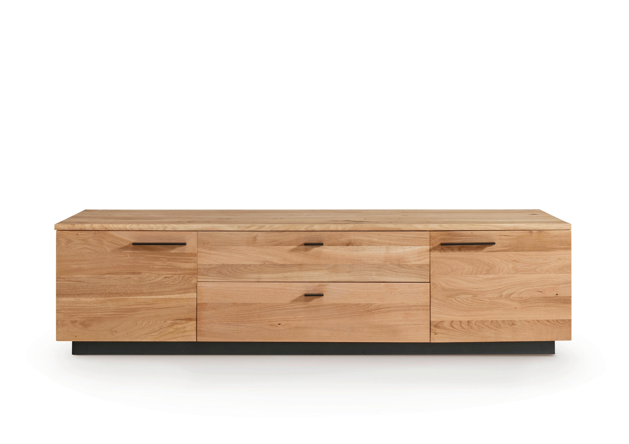 LOWBOARD  165/43/52 cm 2 Schublade(n) Typenauswahl, Beimöbel erhältlich, stehend  - Eichefarben/Schwarz, Design, Holz/Metall (165/43/52cm) - Linea Natura