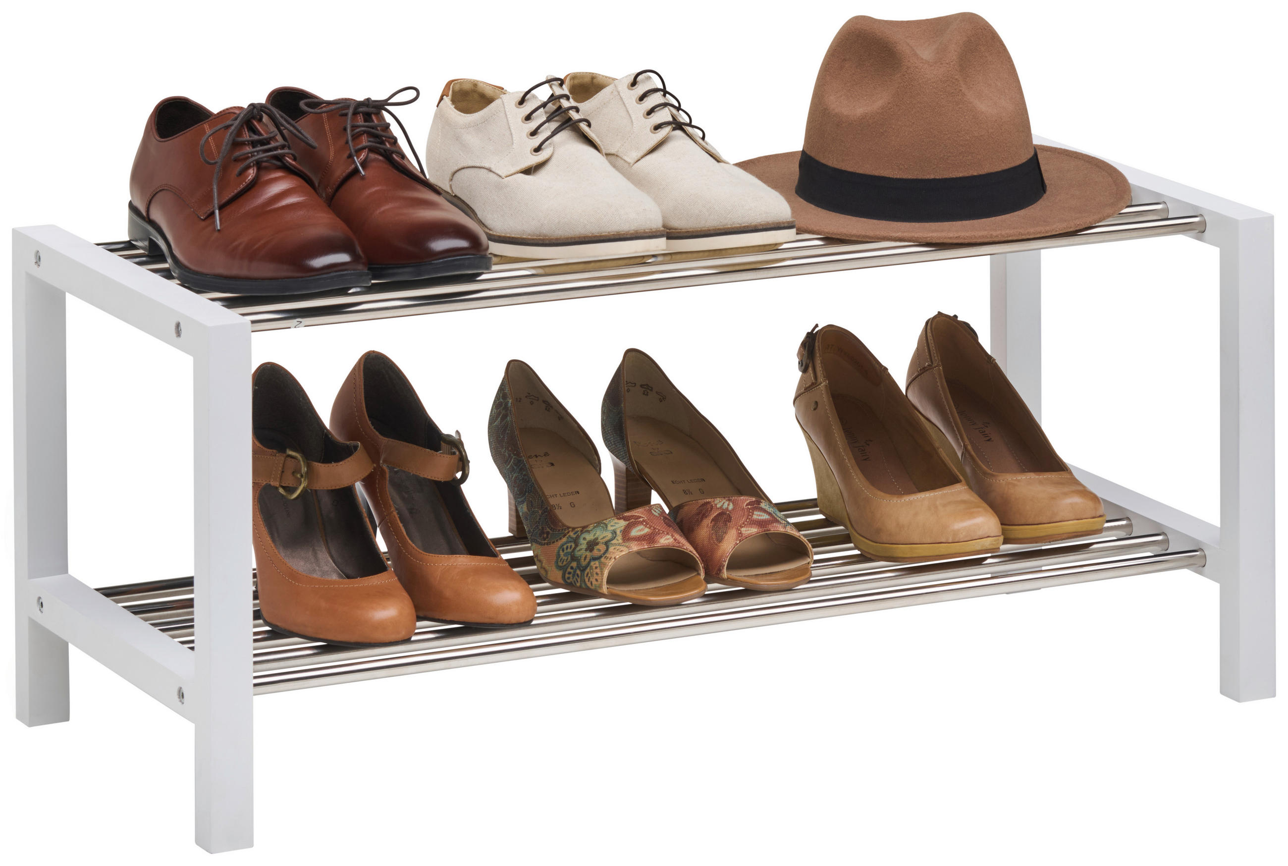 SCHUHREGAL 81/34/34 cm  - Edelstahlfarben/Weiß, Basics, Holzwerkstoff/Metall (81/34/34cm) - Carryhome