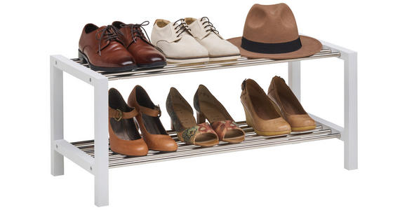 SCHUHREGAL 81/34/34 cm  - Edelstahlfarben/Weiß, Basics, Holzwerkstoff/Metall (81/34/34cm) - Carryhome