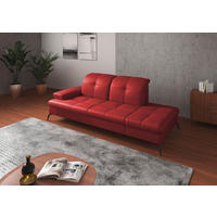 RÉCAMIERE in Vliesstoff Kombination Echtleder/Stoff Rot  - Rot/Schwarz, Konventionell, Leder/Textil (231/90/122cm) - Sit & More