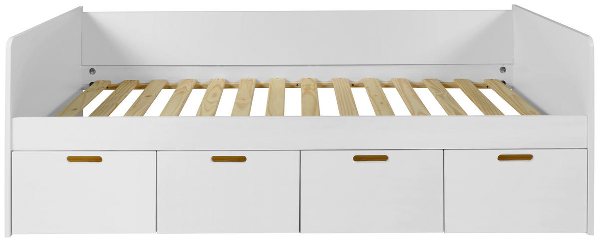 POSTEĽ S ÚLOŽNÝM PRIESTOROM, 90/200 cm biela - biela/prírodná farba, Modern, drevo/kompozitné drevo (90/200cm) - MID.YOU
