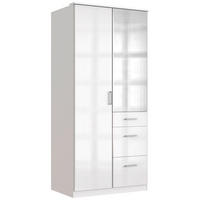 OMARA ZA OBLAČILA, srebrne barve, bela, bela, visoki sijaj  - barve kroma/srebrne barve, Basics, leseni material (91/199/58cm) - MID.YOU