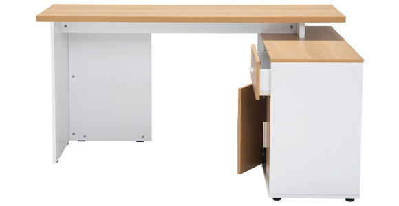 ECKSCHREIBTISCH 150/119/75 cm  in Weiß, Eiche Bianco  - Eiche Bianco/Silberfarben, Design, Holzwerkstoff/Kunststoff (150/119/75cm) - Xora