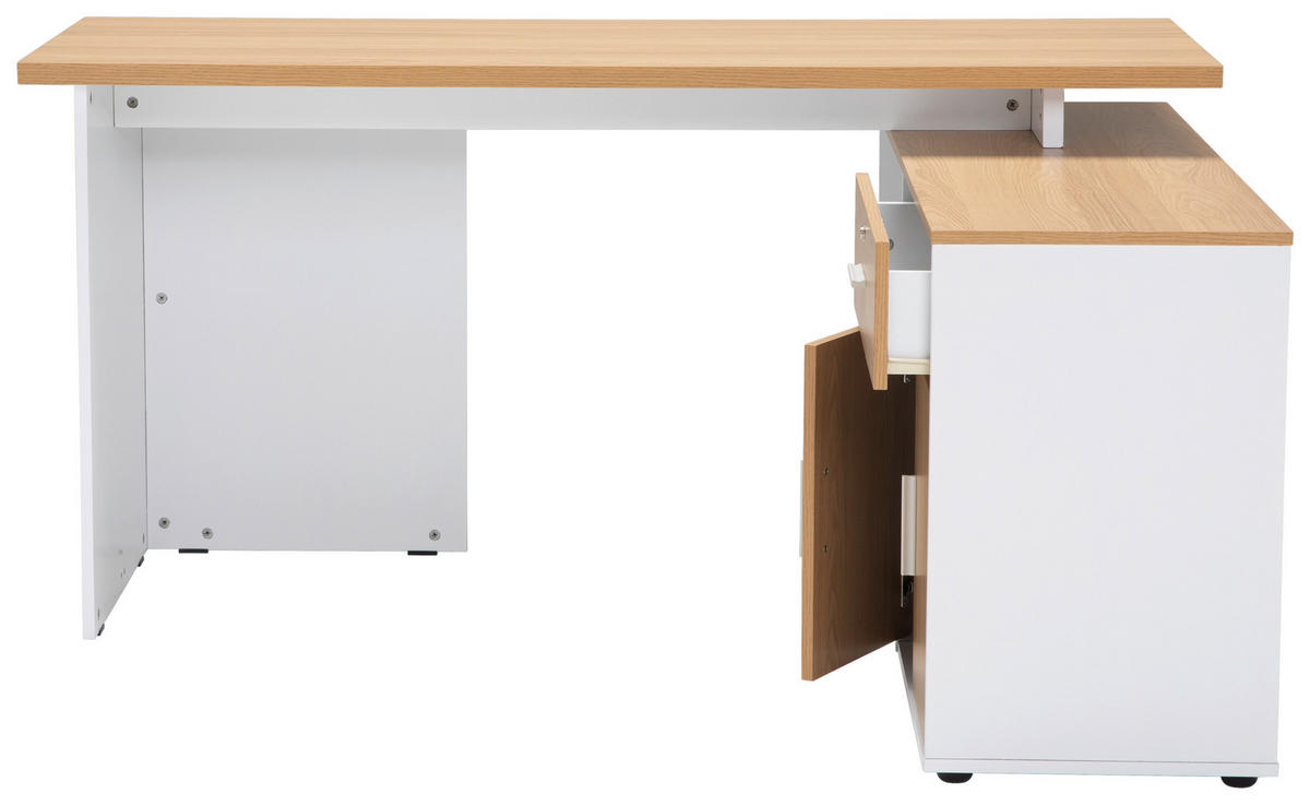 ECKSCHREIBTISCH 150/119/75 cm  in Weiß, Eiche Bianco  - Eiche Bianco/Silberfarben, Design, Holzwerkstoff/Kunststoff (150/119/75cm) - Xora