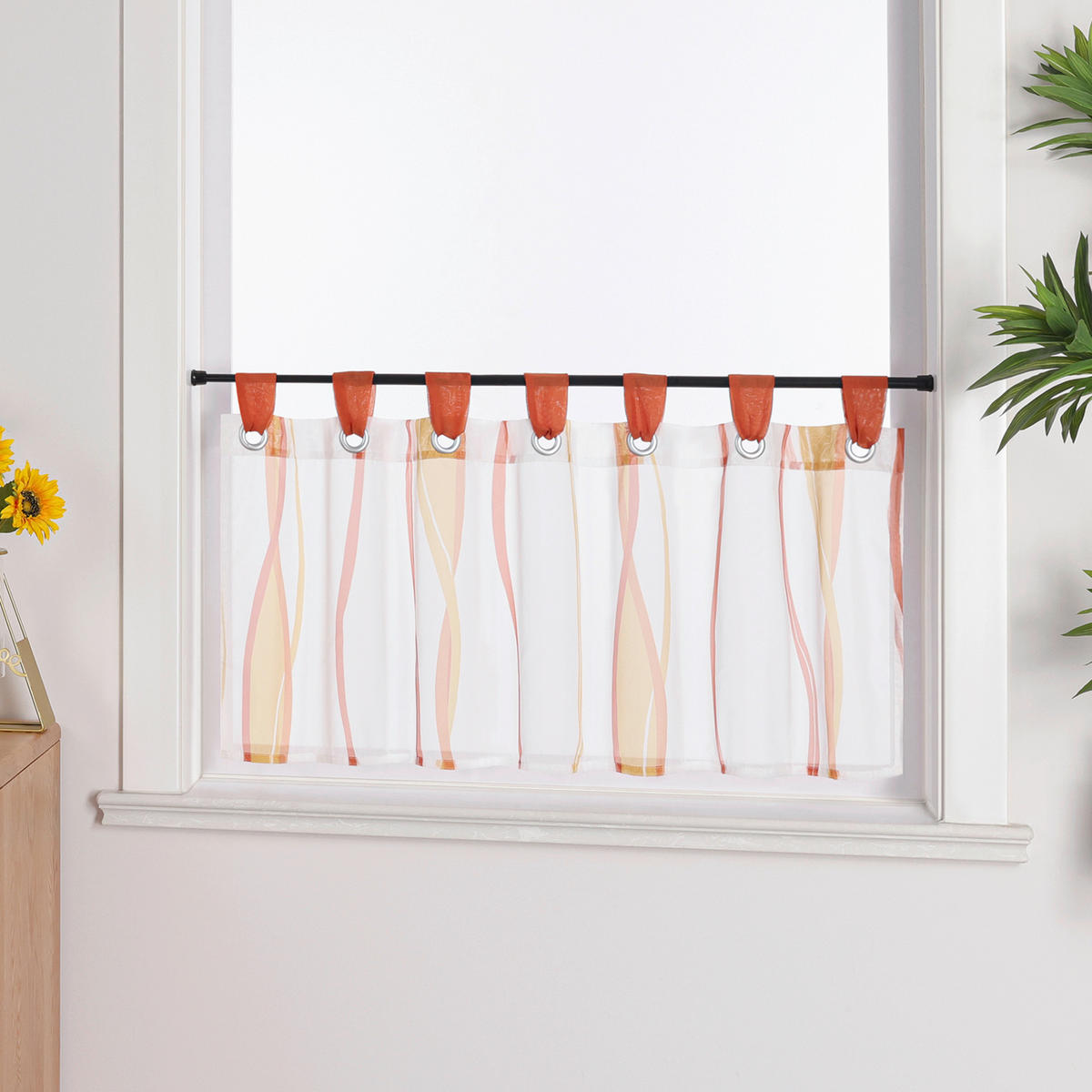 KURZGARDINE   120/45 cm   - Orange/Weiß, Basics, Textil (120/45cm)