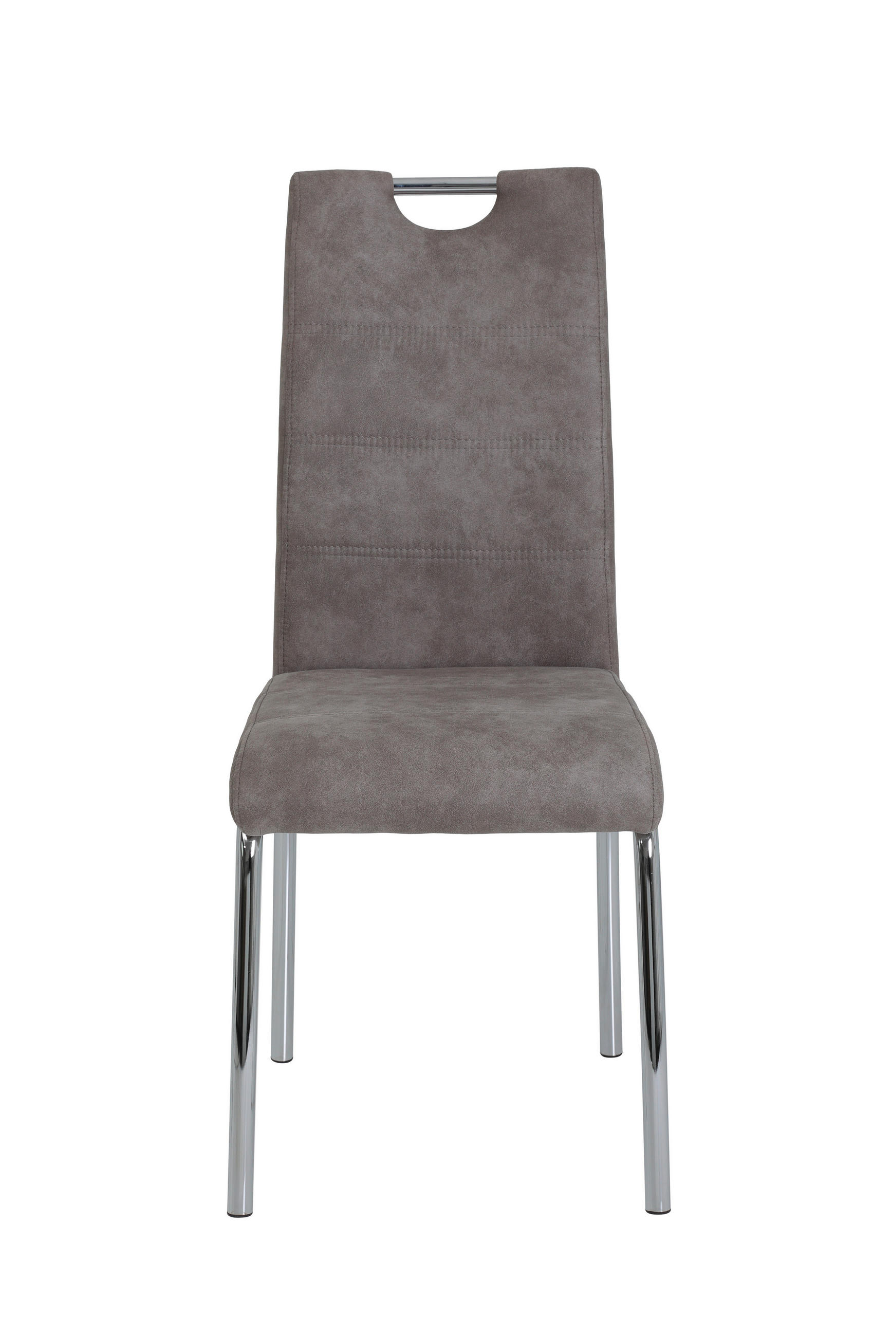STUHL-SET 2 Stück  in Stahl Mikrofaser Metall, Textil  - Chromfarben/Grau, MODERN, Textil/Metall (44cm) - MID.YOU