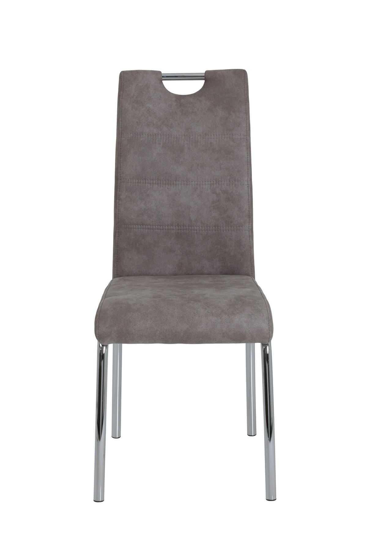 STUHL-SET 4 Stück  in Stahl Mikrofaser Metall, Textil  - Chromfarben/Grau, MODERN, Textil/Metall (44/98/61cm) - MID.YOU