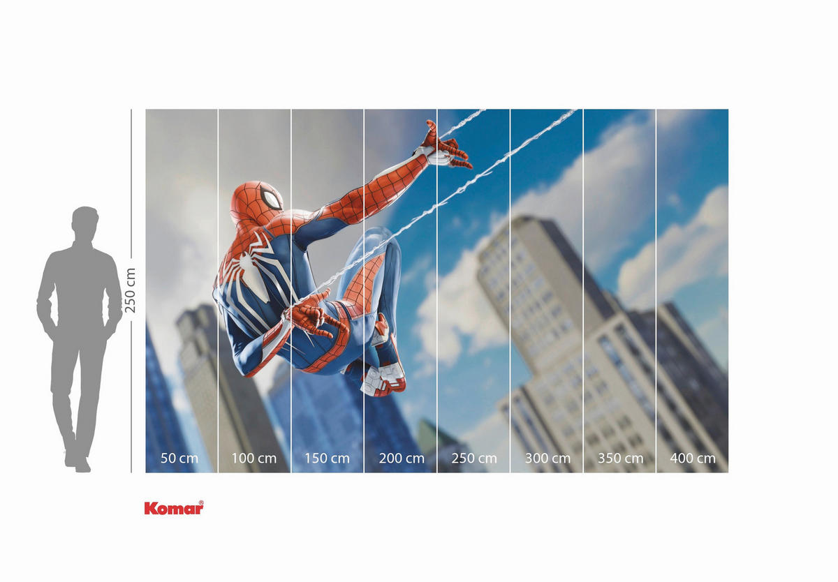 FOTOTAPETE SPIDER-MAN SPIDER WEB SHOOT  - Blau, Design, Textil (400/250cm) - Marvel