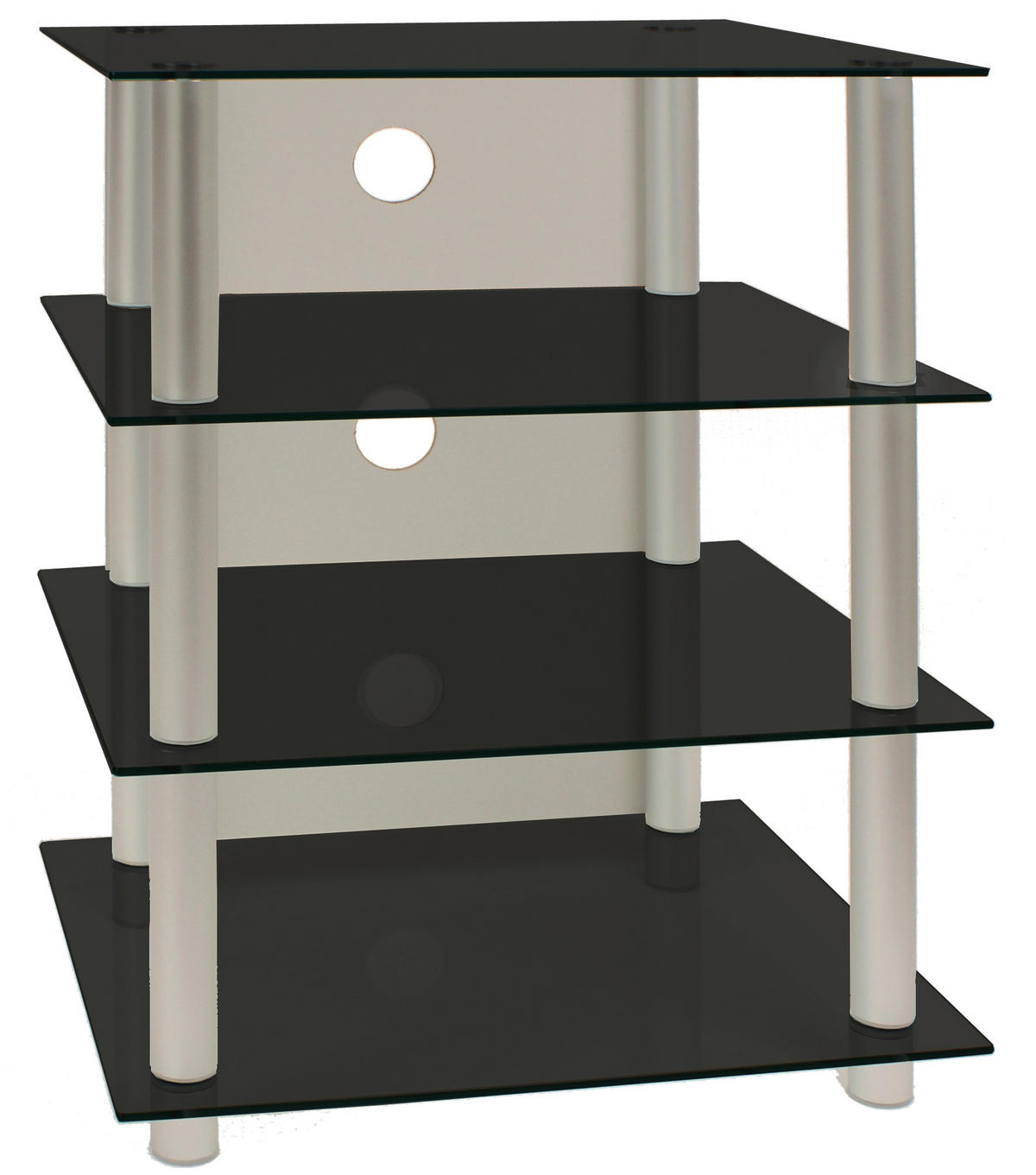 PHONOTISCH Metall, Glas Schwarz, Silberfarben  - Silberfarben/Schwarz, KONVENTIONELL, Glas/Metall (54/70/45cm) - MID.YOU