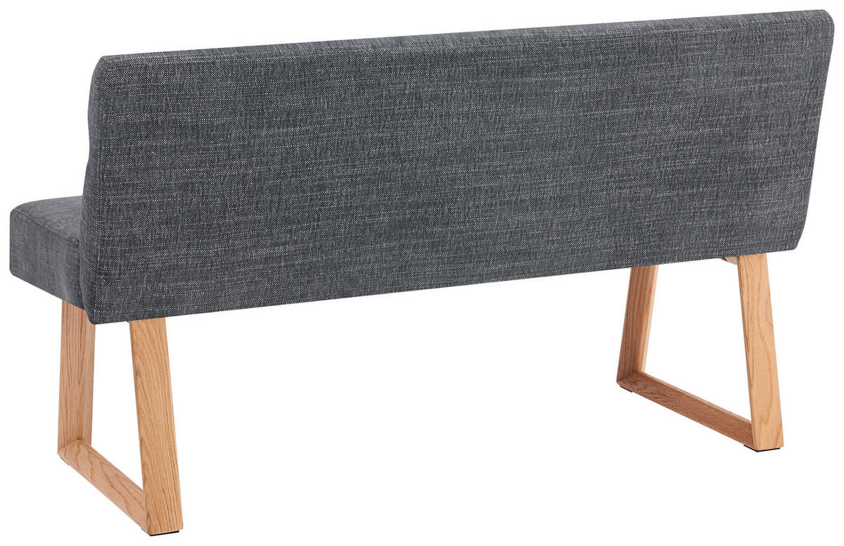 SITZBANK 140/82/61 cm Leinenoptik Eichefarben, Dunkelgrau Eiche massiv  - Eichefarben/Dunkelgrau, MODERN, Holz/Textil (140/82/61cm) - Livetastic