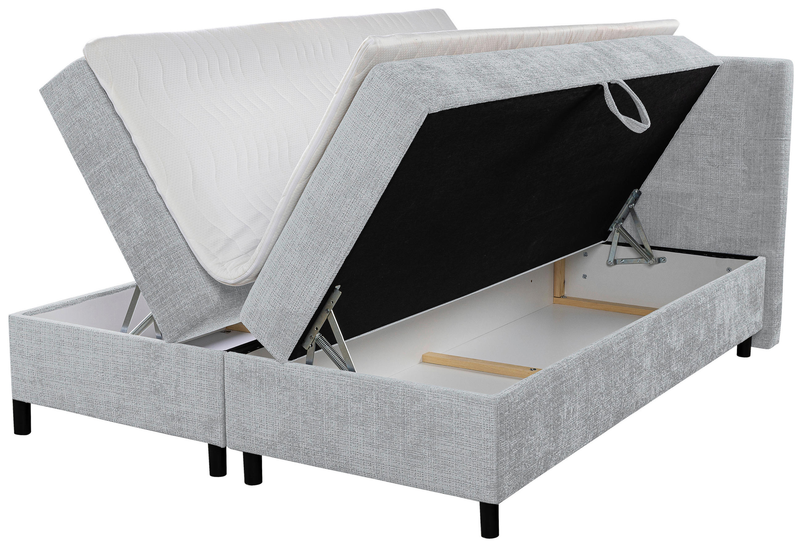 BOXBETT 180/200 cm  in Hellgrau  - Hellgrau/Schwarz, MODERN, Holz/Kunststoff (180/200cm) - MID.YOU