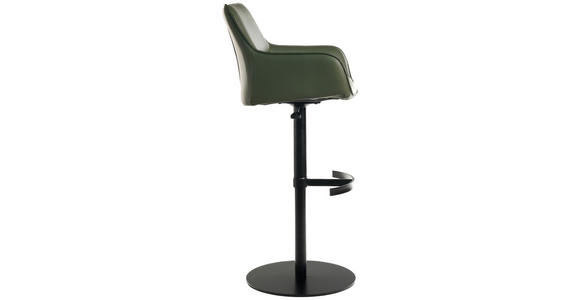 BARHOCKER Echtleder Grün, Schwarz Eisen Lederauswahl, Sitzfläche 360° drehbar, automatische Rückholfunktion - Schwarz/Grün, Design, Leder/Metall (54/92-112/55cm) - Novel