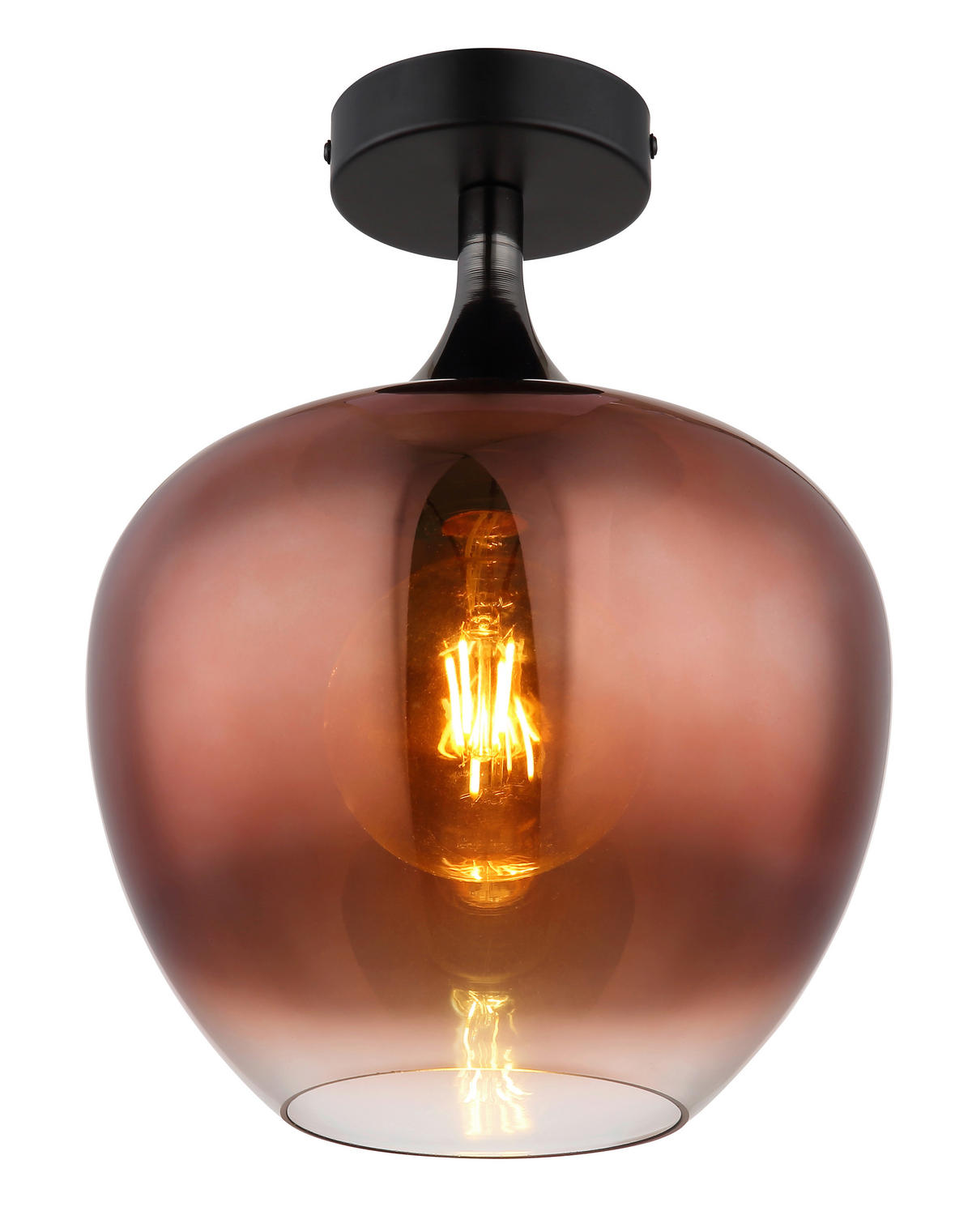 STROPNÍ SVÍTIDLO, 24/24/31,5 cm - měděné barvy/čiré, Design, kov/sklo (24/24/31,5cm) - Globo