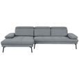 ECKSOFA Ottomane links, Eckteil  More_LZ Graublau Webstoff  - Graublau/Schwarz, Design, Textil/Metall (188/296cm) - Xora