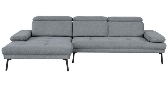 ECKSOFA Ottomane links, Eckteil  More_LZ Graublau Webstoff  - Graublau/Schwarz, Design, Textil/Metall (188/296cm) - Xora