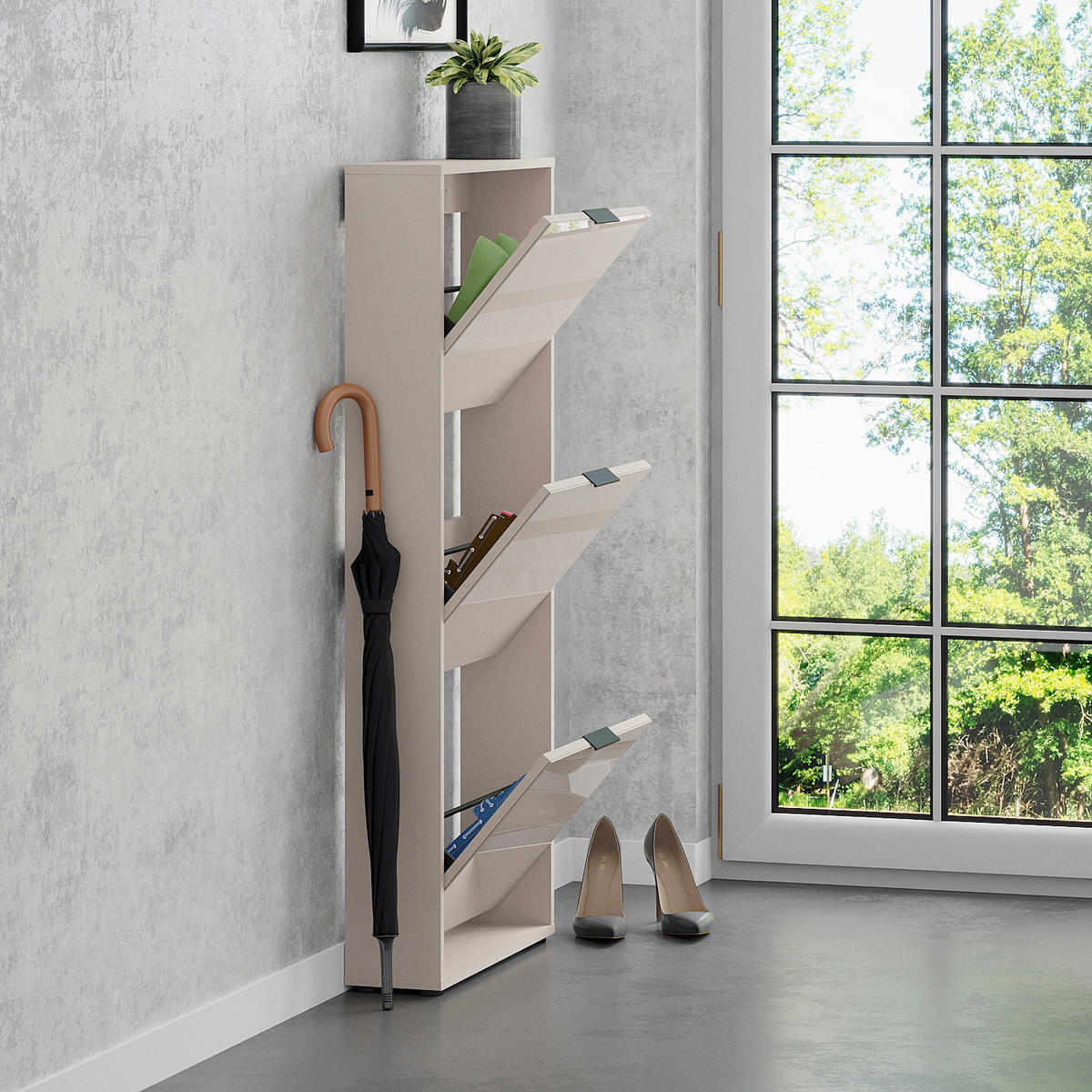 SCHUHKIPPER - Kaschmir/Schwarz, MODERN, Glas/Holzwerkstoff (60/137/17cm) - Boxxx