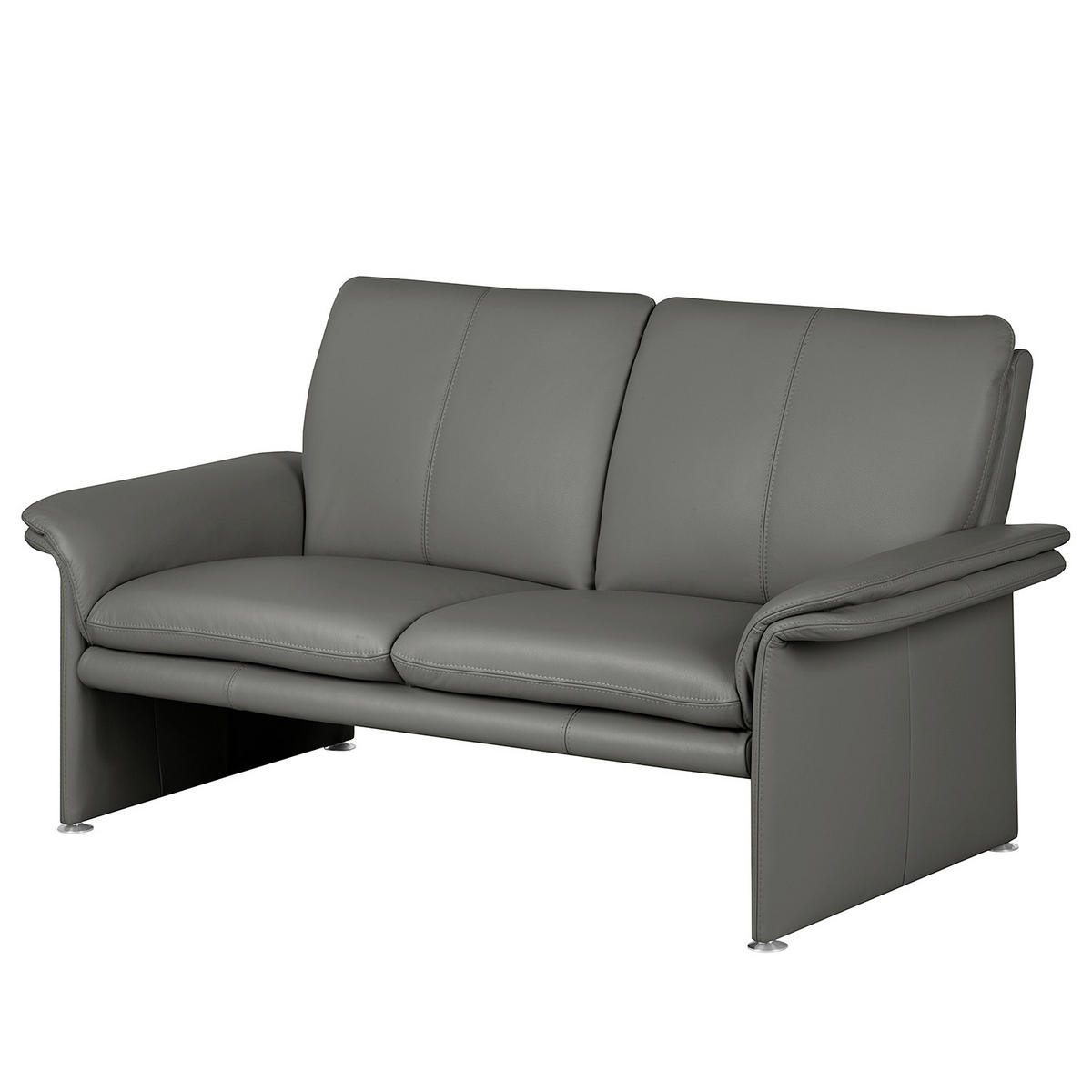 2-SITZER-SOFA Anthrazit Echtleder  - Anthrazit/Silberfarben, Design, Leder/Metall (164/90/88cm) - Livetastic
