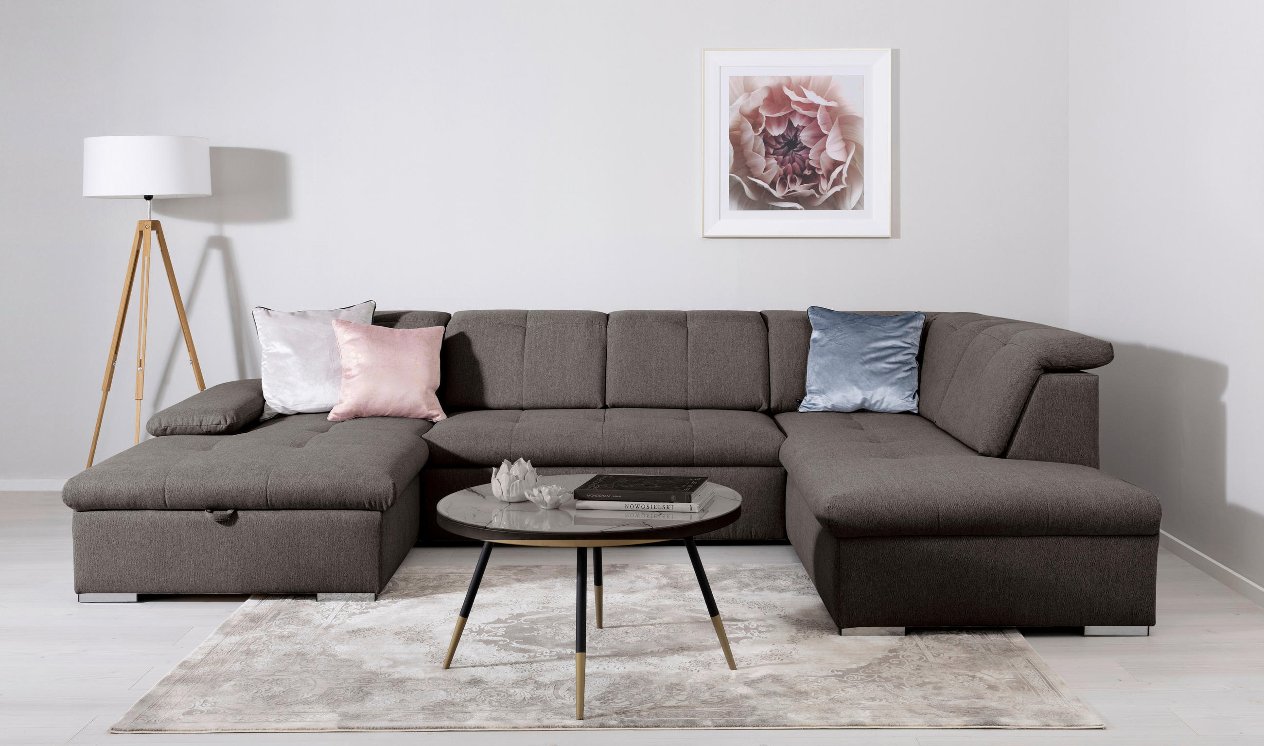 WOHNLANDSCHAFT Grau  - Grau, Design, Textil/Metall (173/328/215cm) - MID.YOU