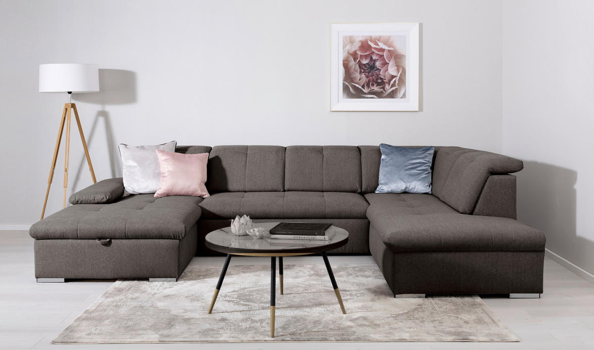 WOHNLANDSCHAFT Grau  - Grau, Design, Textil/Metall (173/328/215cm) - MID.YOU