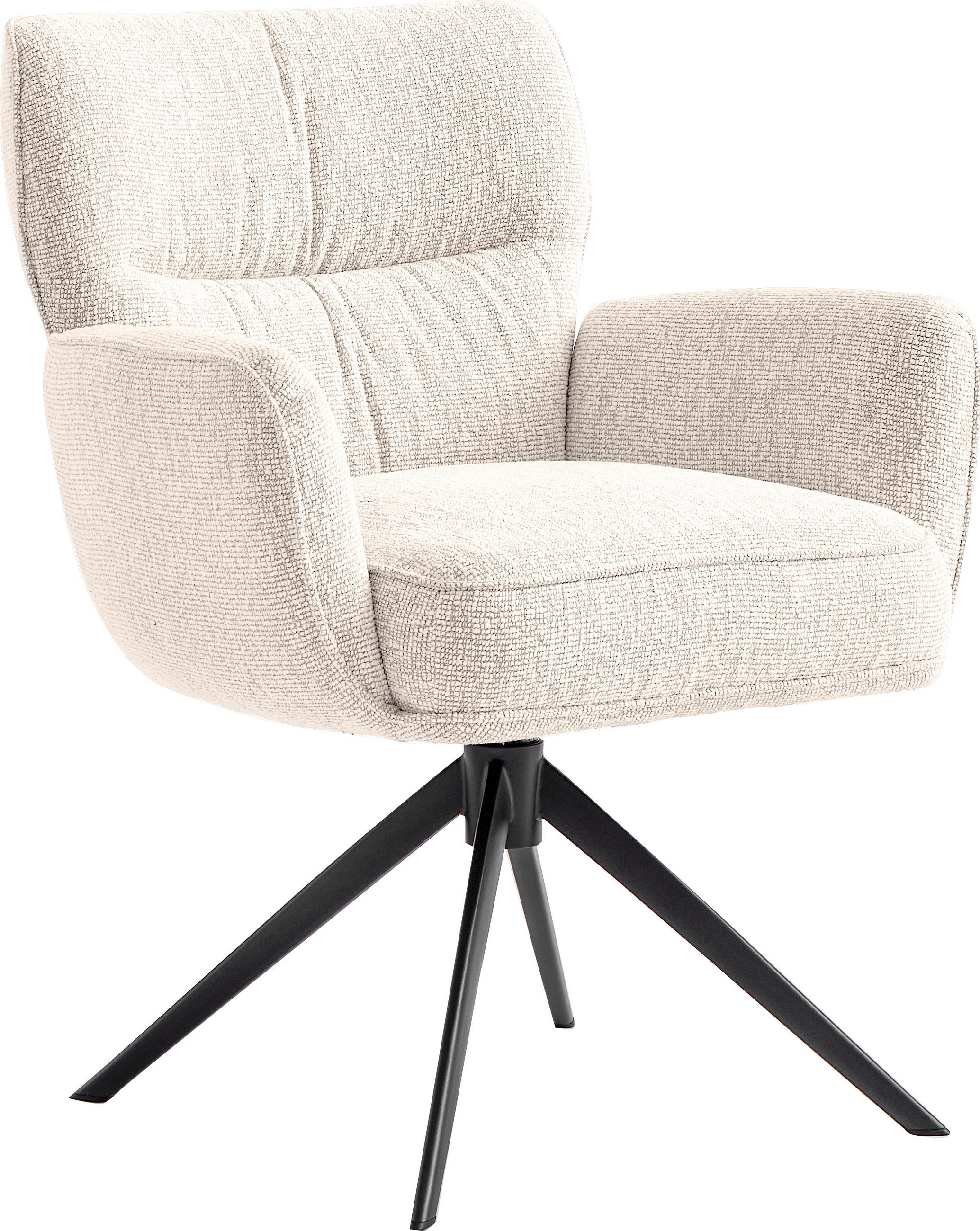 ARMLEHNSTUHL  Stoffauswahl, Sitzfläche 360° drehbar, automatische Rückholfunktion Leinenoptik  - Beige/Schwarz, Design, Textil/Metall (67/86/68cm) - Novel
