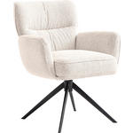 ARMLEHNSTUHL  Stoffauswahl, Sitzfläche 360° drehbar, automatische Rückholfunktion Leinenoptik  - Beige/Schwarz, Design, Textil/Metall (67/86/68cm) - Novel