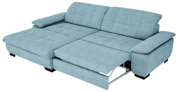 ECKSOFA in Webstoff Hellblau  - Schwarz/Hellblau, Design, Textil/Metall (180/265cm) - Carryhome