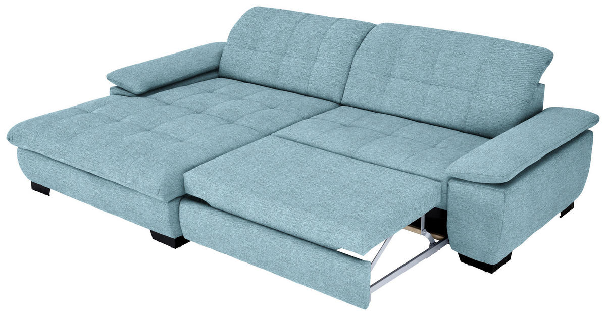 ECKSOFA in Webstoff Hellblau  - Schwarz/Hellblau, Design, Textil/Metall (180/265cm) - Carryhome
