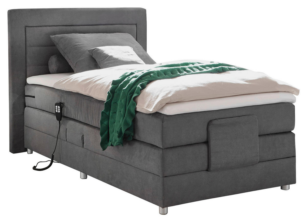 POSTEL BOXSPRING, 100/200 cm, šedá - šedá/barvy stříbra, Basics, kompozitní dřevo/textil (100/200cm) - MID.YOU