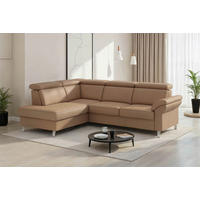 ECKSOFA 194/245 cm ARNGAST E in Echtleder Cappuccino Kopfteilverstellung  194/245 cm  - Chromfarben/Cappuccino, Basics, Leder/Textil (194/245cm) - Sit & More