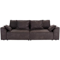 BIGSOFA Lederlook Grau  - Schwarz/Grau, LIFESTYLE, Kunststoff/Textil (270/87/112cm) - Livetastic