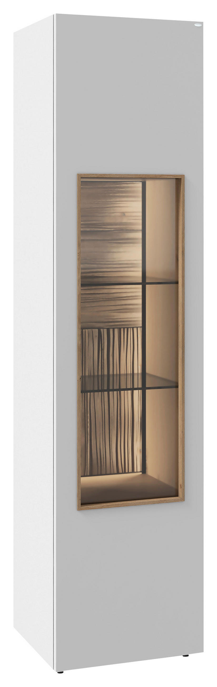 VITRINE VLACERA LIVING in furniert Wildeiche Weiß, Wildeiche  - Wildeiche/Weiß, Design, Glas/Holz (48/194/45cm) - Voglauer