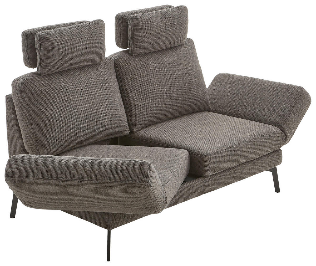 2-SITZER-SOFA Flachgewebe Schwarz  - Schwarz, KONVENTIONELL, Textil/Metall (170-218/87/93-141cm) - Hom`in