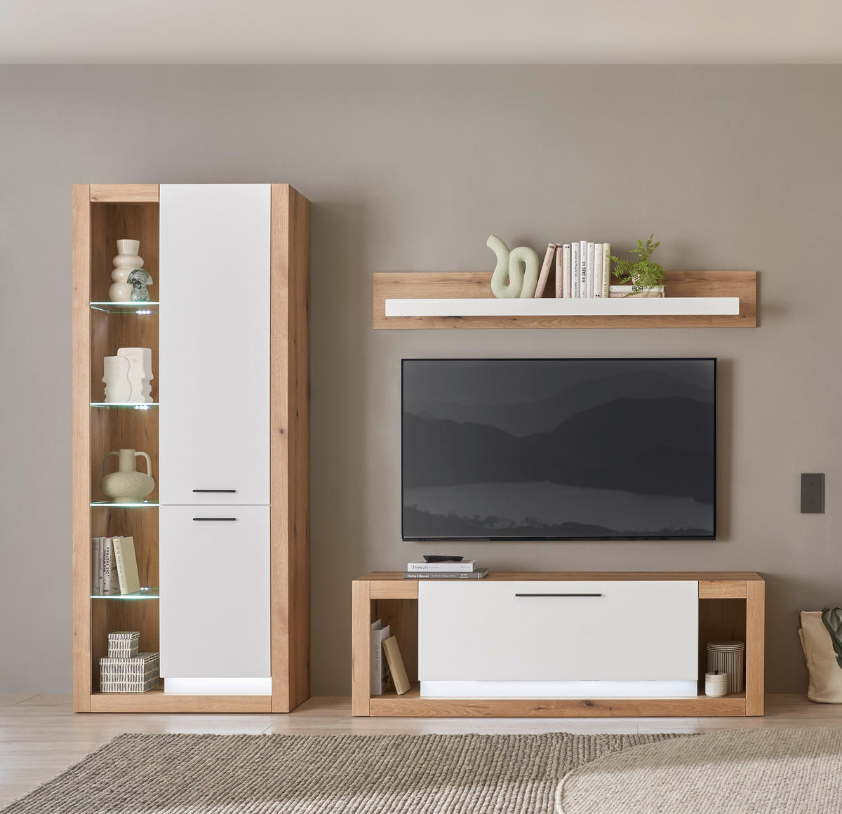 LOWBOARD  150/49/43 cm  Typenauswahl, stehend  - Eichefarben/Schwarz, Design, Holzwerkstoff/Metall (150/49/43cm) - MID.YOU