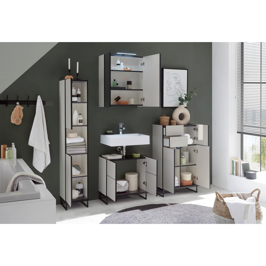 Thumbnail - Mid.you Hochschrank, Schwarz, Kaschmir, Holzwerkstoff, 2 Fächer, 30x162x31 cm, stehend, Badezimmer, Badezimmerschränke, ...