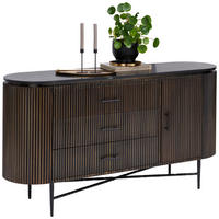 TÁLALÓSZEKRÉNY 150/80/40 cm  - fekete/sárgaréz, Trend, faalapú anyag/kő (150/80/40cm) - Ambia Home