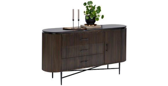 SIDEBOARD Messingfarben Einlegeboden  - Messingfarben/Schwarz, Trend, Holzwerkstoff/Stein (150/80/40cm) - Ambia Home